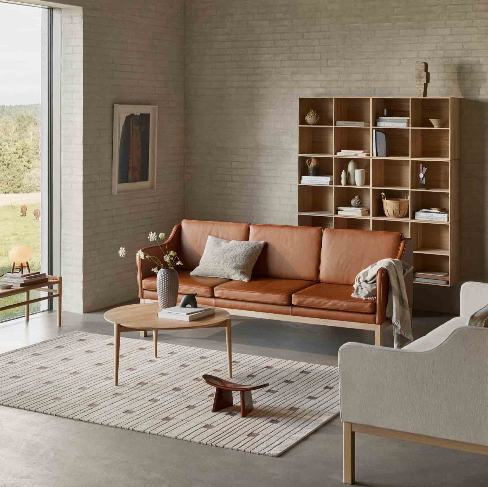 L43 MK46 3 personers sofa i Cognac Læder af Mogens Koch